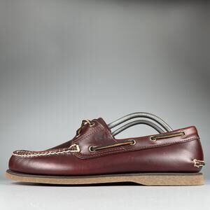 Timberland Men’s 10.5 Classic Oxblood Burgundy 2 Eye Moc Toe Boat Shoes Casual